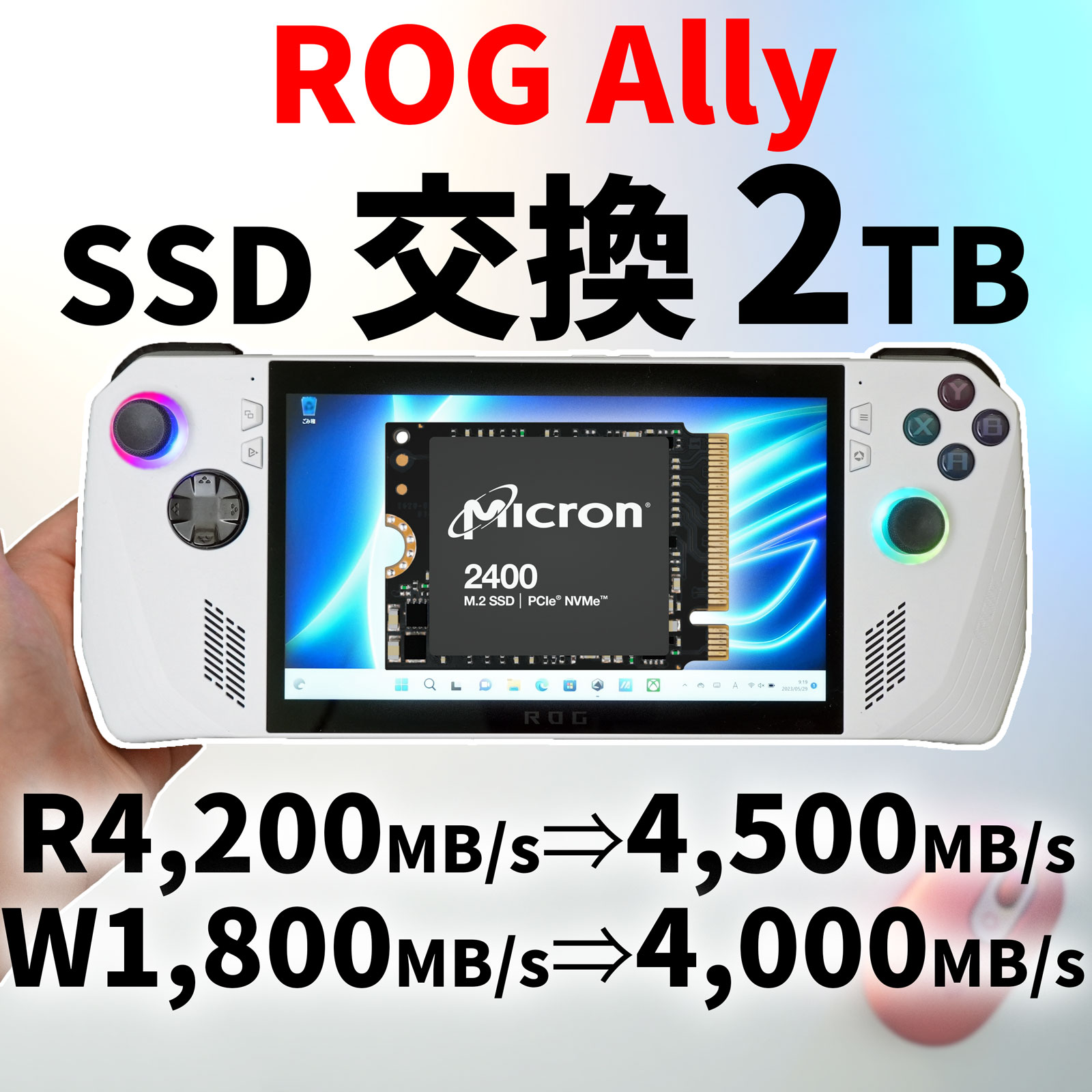 ROG Ally 2TB 増設済み 画面カバー 本体カバー付き